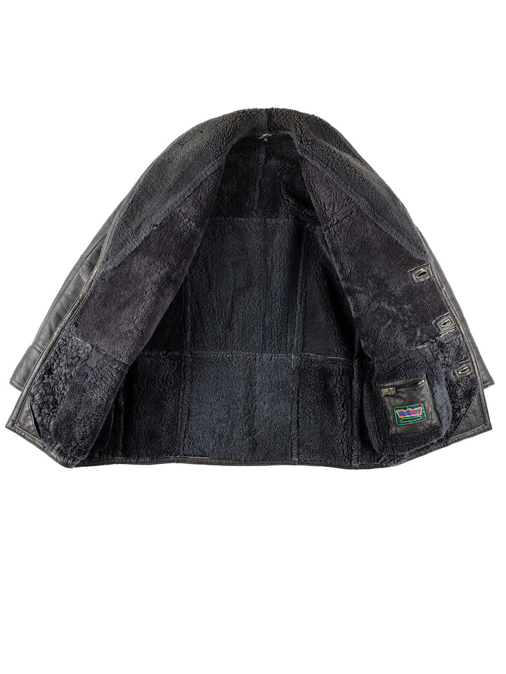 Vintage 80's Men Sheepskin Coat in BlackVN210