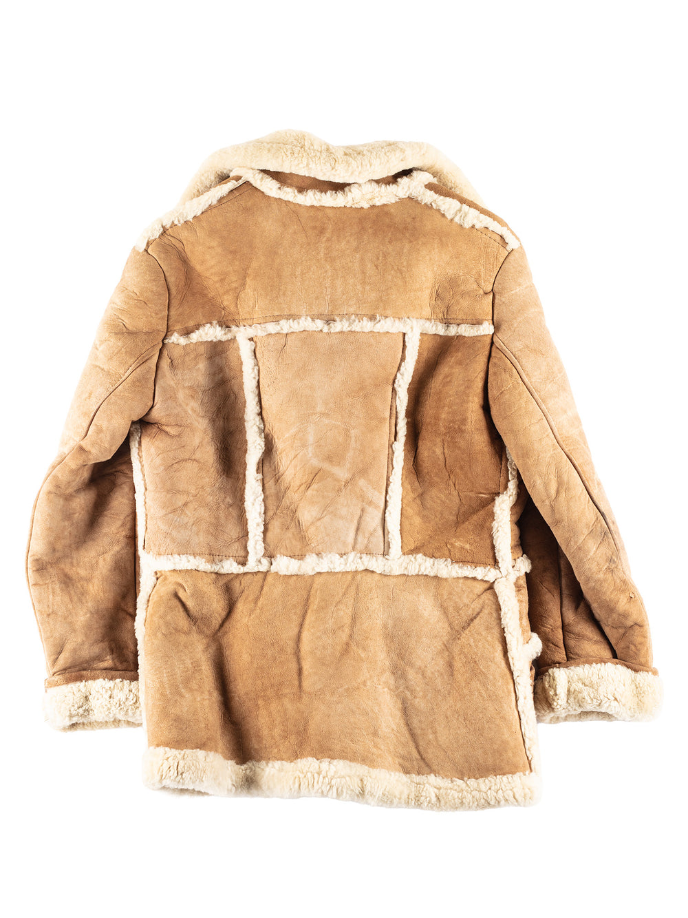 Vintage 80's Men Sheepskin Coat in Beige