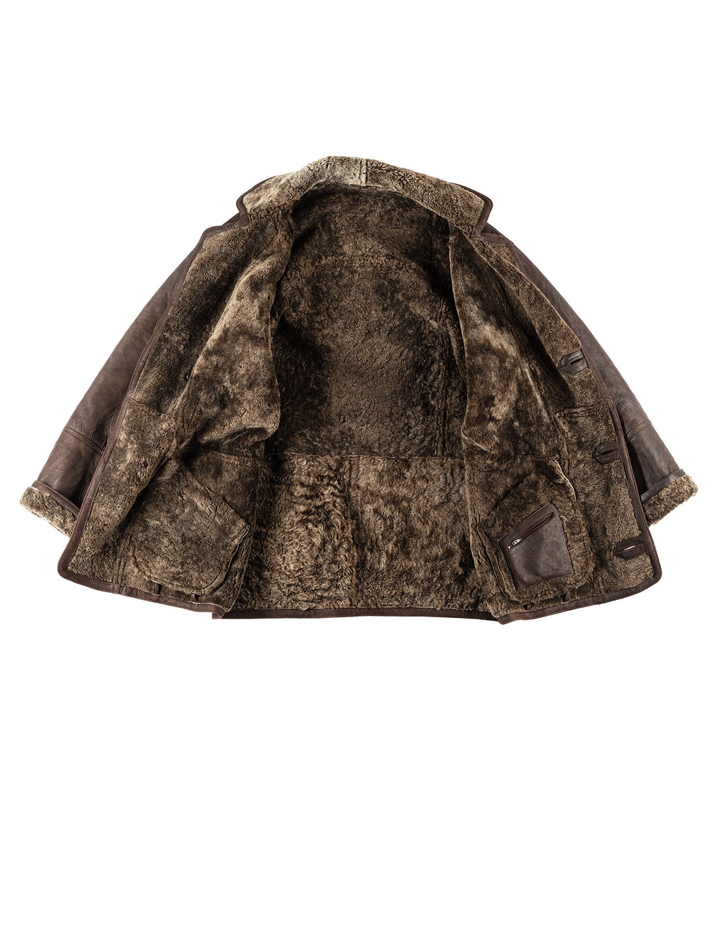 Vintage 80's Men Sheepskin Coat in BrownVN226