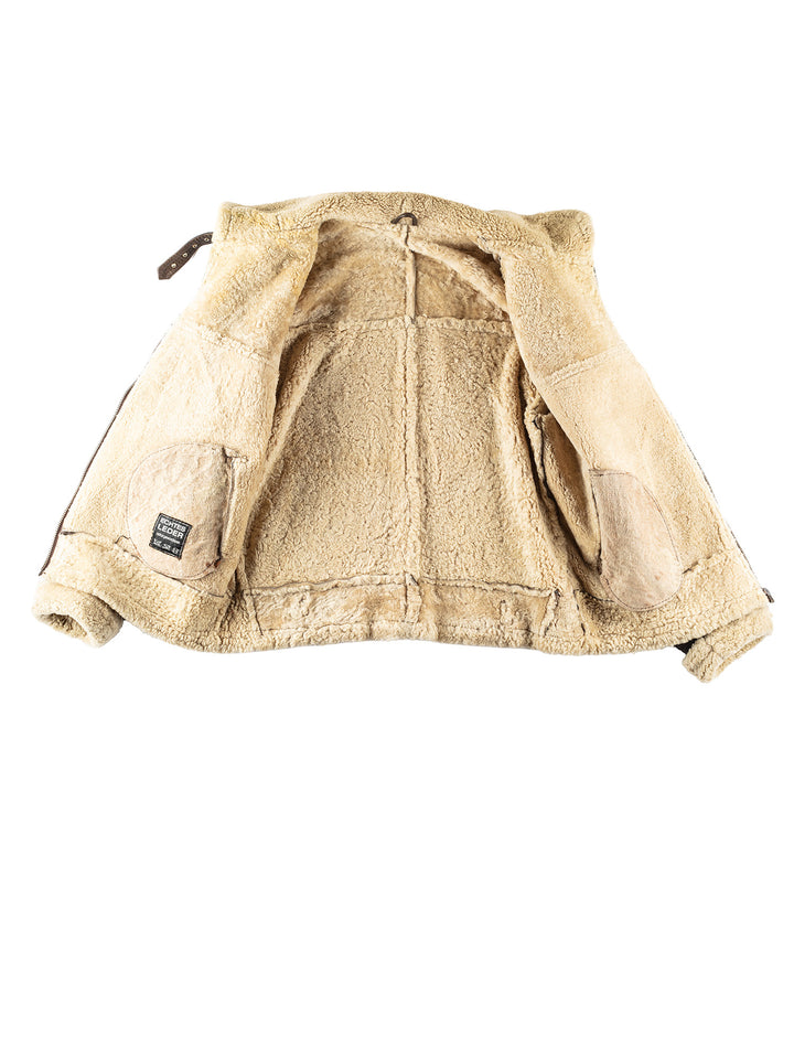 Vintage 90's Men Sheepskin Jacket in BrownVN182