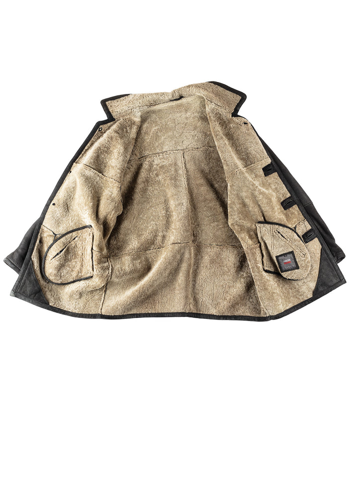 Vintage 80's Men Sheepskin Coat in BlackVN336