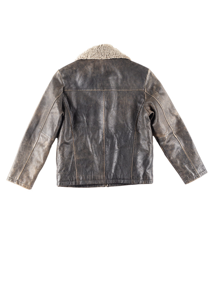 Vintage 00's Men Leather Jacket in Brown