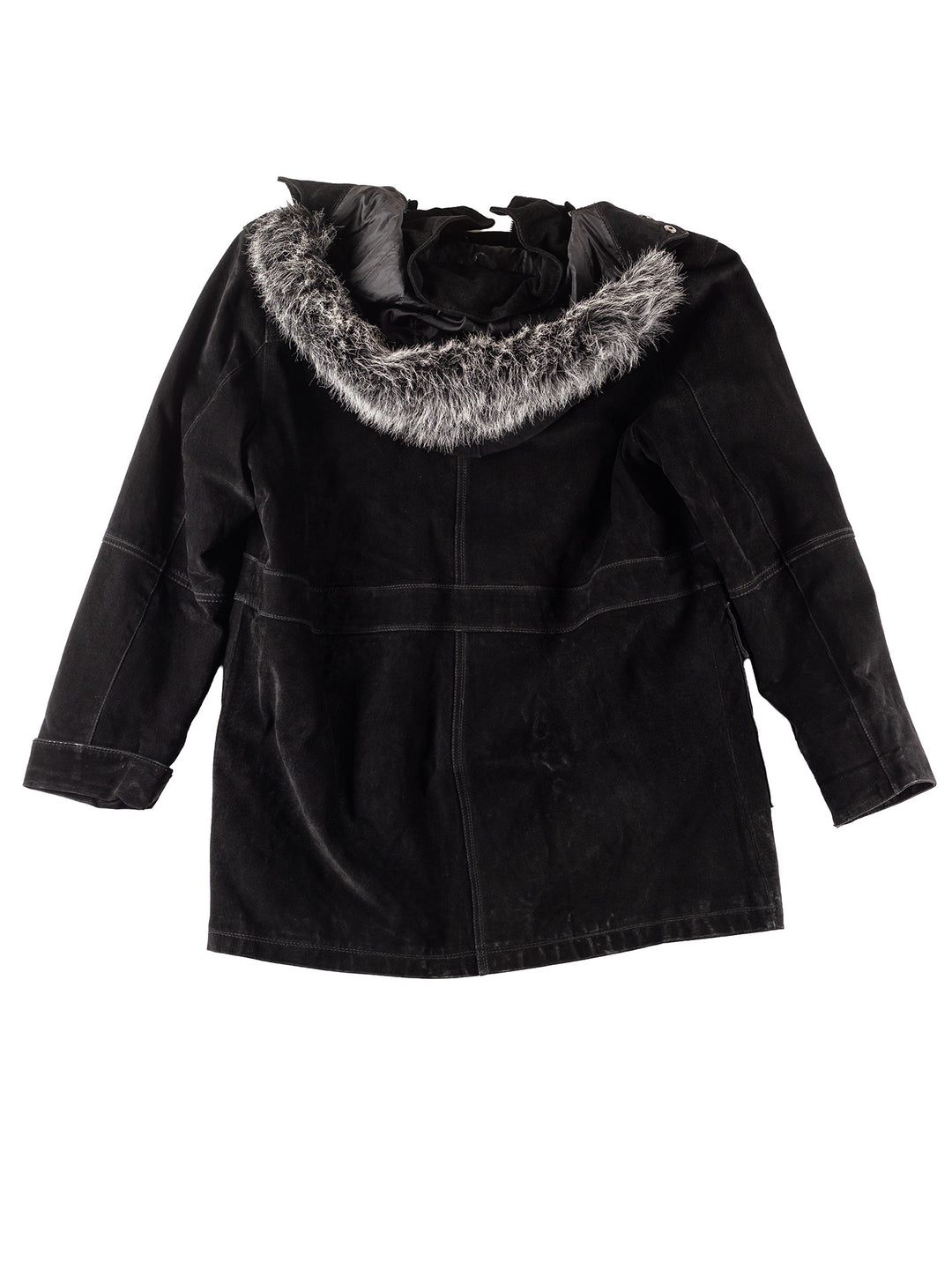Vintage 90's Women Suede Coat in Black