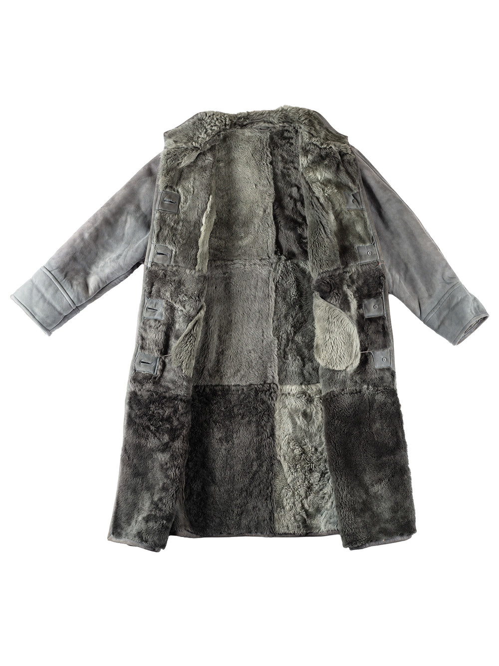 Vintage 80's Women Sheepskin Coat in GrayMN163