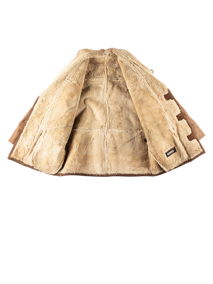 Vintage 90's Men Faux Sheepskin Coat in BrownVN241