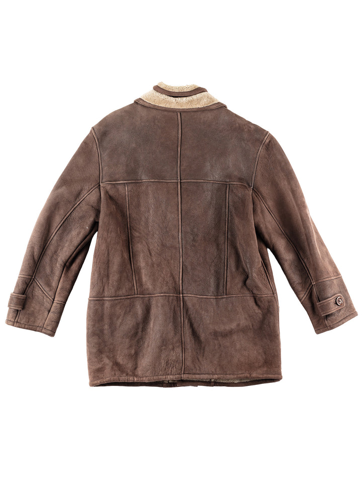 Vintage 90's Men Sheepskin Coat in Brown