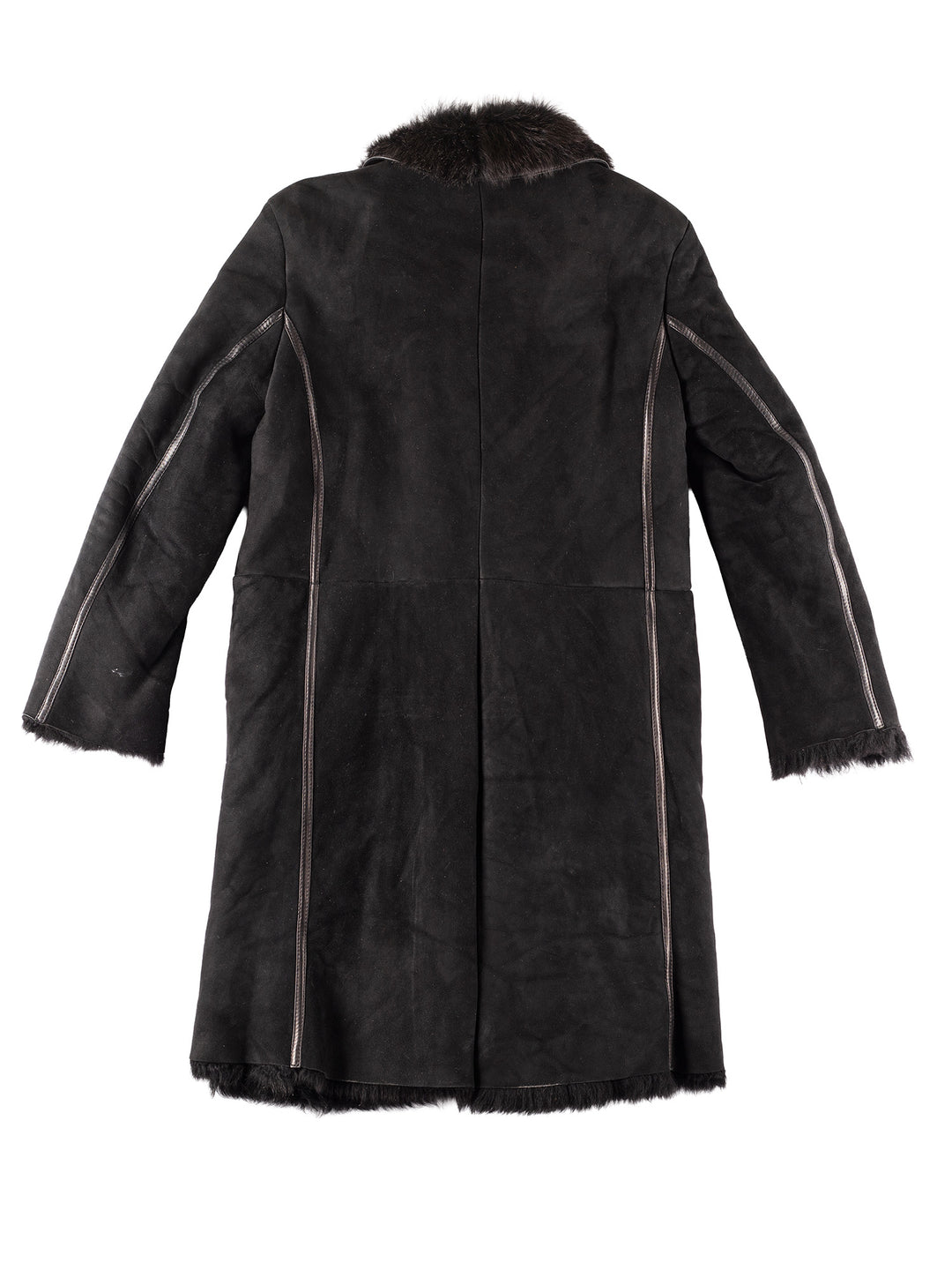 Vintage 90's Women Sheepskin Shearling Coat in Black