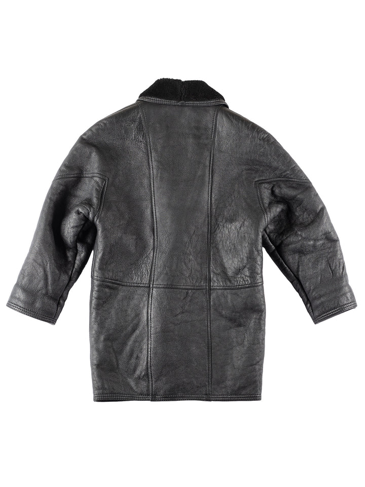 Vintage 80's Women Sheepskin Coat in Black