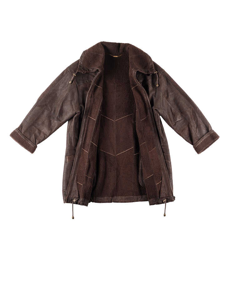 Vintage 80's Women Sheepskin Coat in Brown