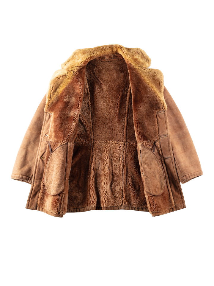 Vintage 80's Men Sheepskin Coat in BrownVN163