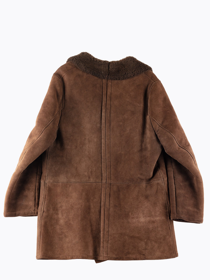 Vintage 70's Men Sheepskin Shearling Coat in Brown