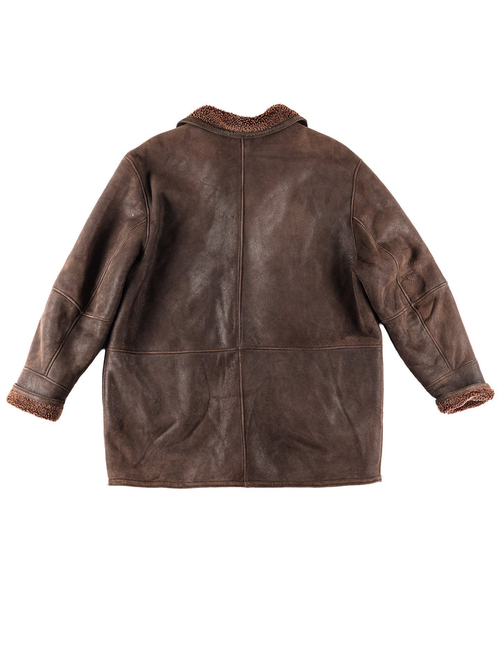 Vintage 90's Women Sheepskin Coat in Brown