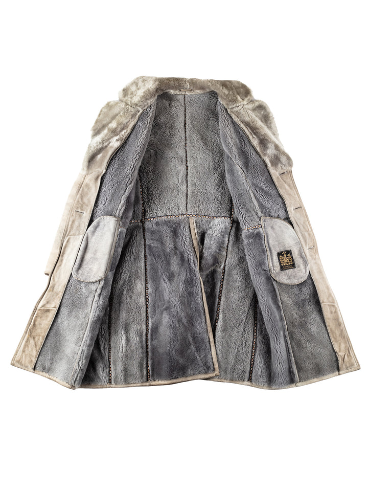 Vintage 80's Men Sheepskin Coat in GrayVN146