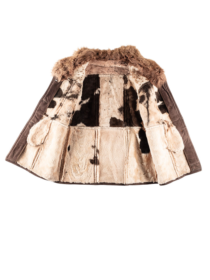 Vintage 80's Women Sheepskin Coat in BrownMN247