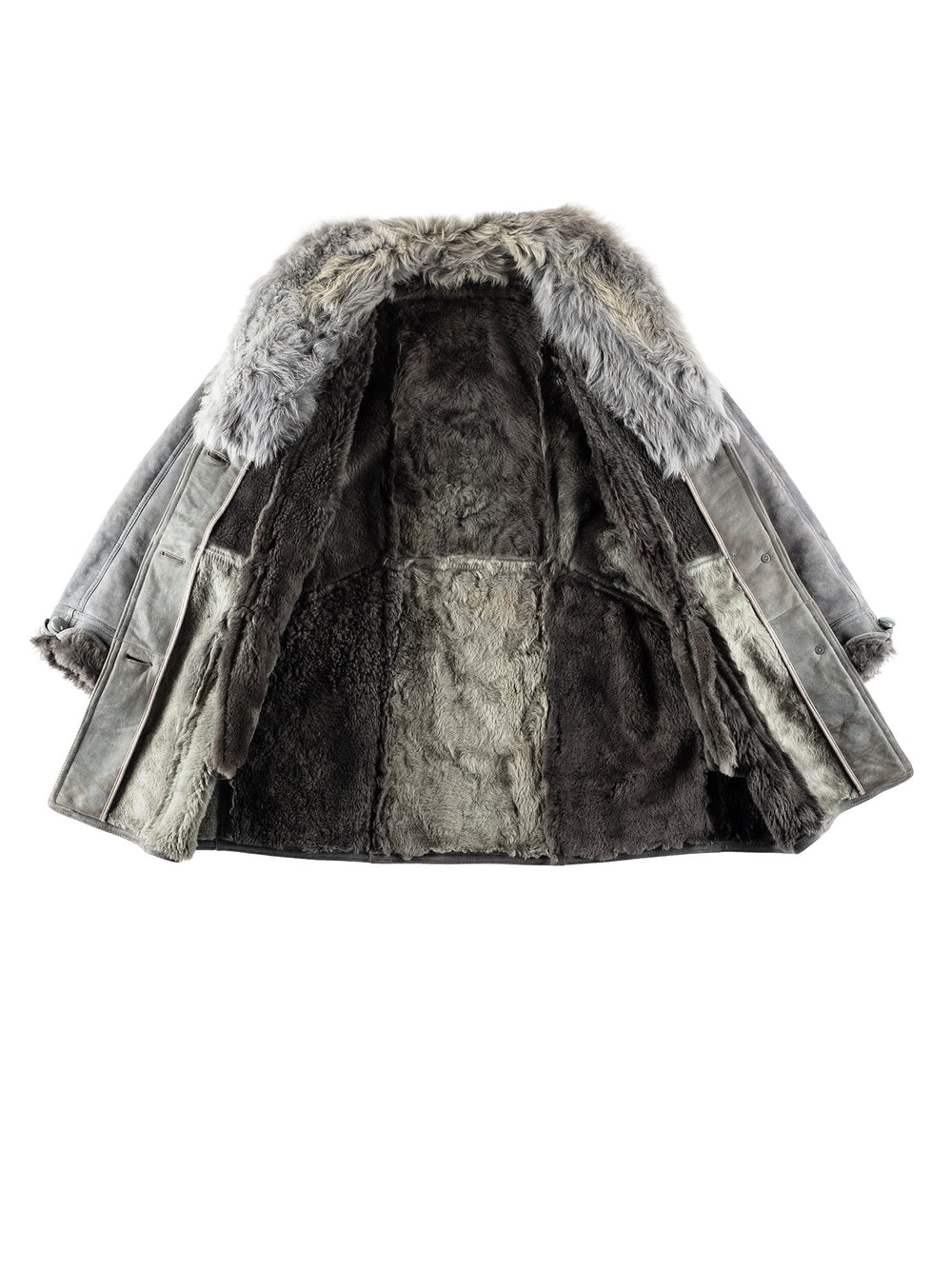 Vintage 80's Women Sheepskin Coat in GrayMN242
