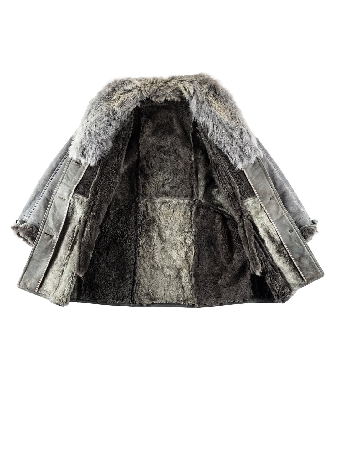 Vintage 80's Women Sheepskin Coat in GrayMN242