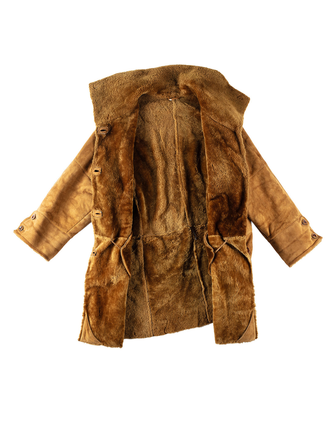 Vintage 80's Women Faux Sheepskin Coat in BrownMN169