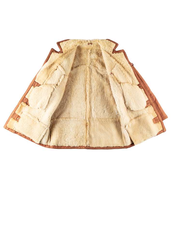 Vintage 80's Men Sheepskin Coat in BrownVN193