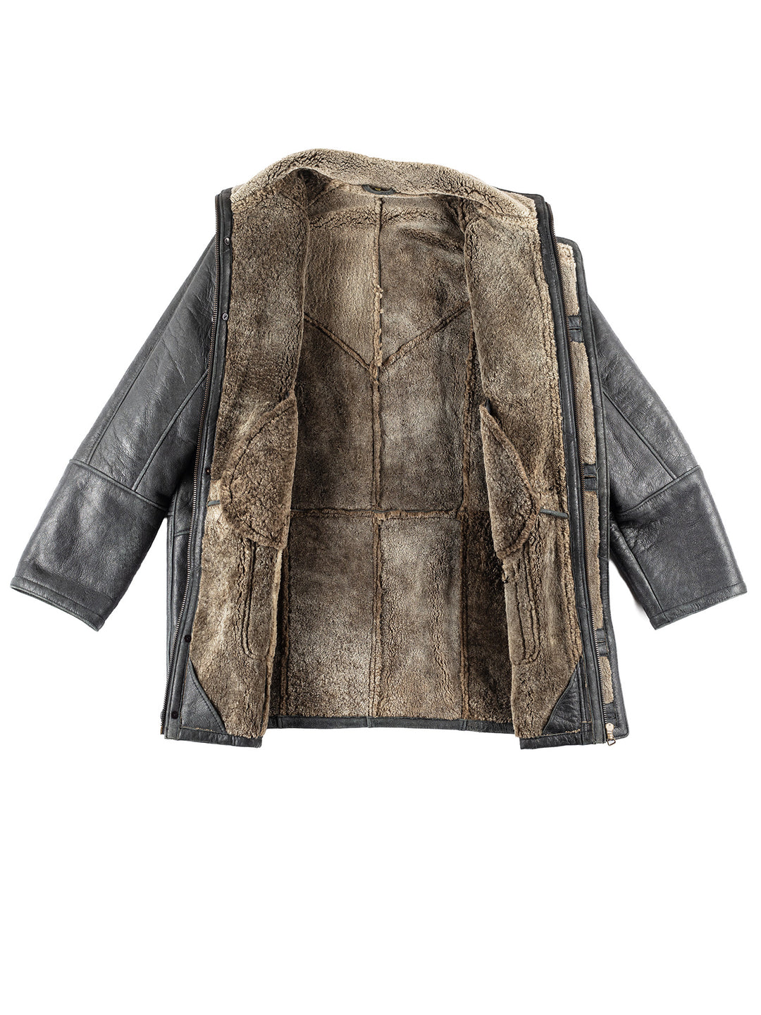 Vintage 80's Men Sheepskin Coat in Black