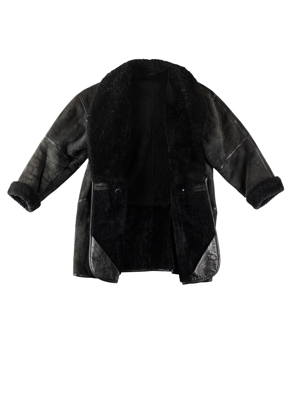 Vintage 80's Women Sheepskin Coat in BlackMN178