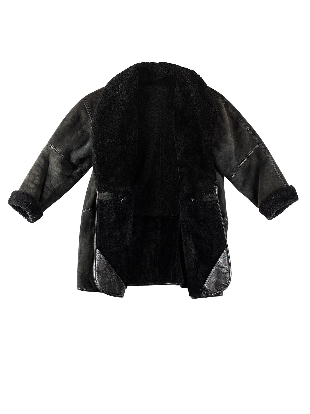 Vintage 80's Women Sheepskin Coat in BlackMN178