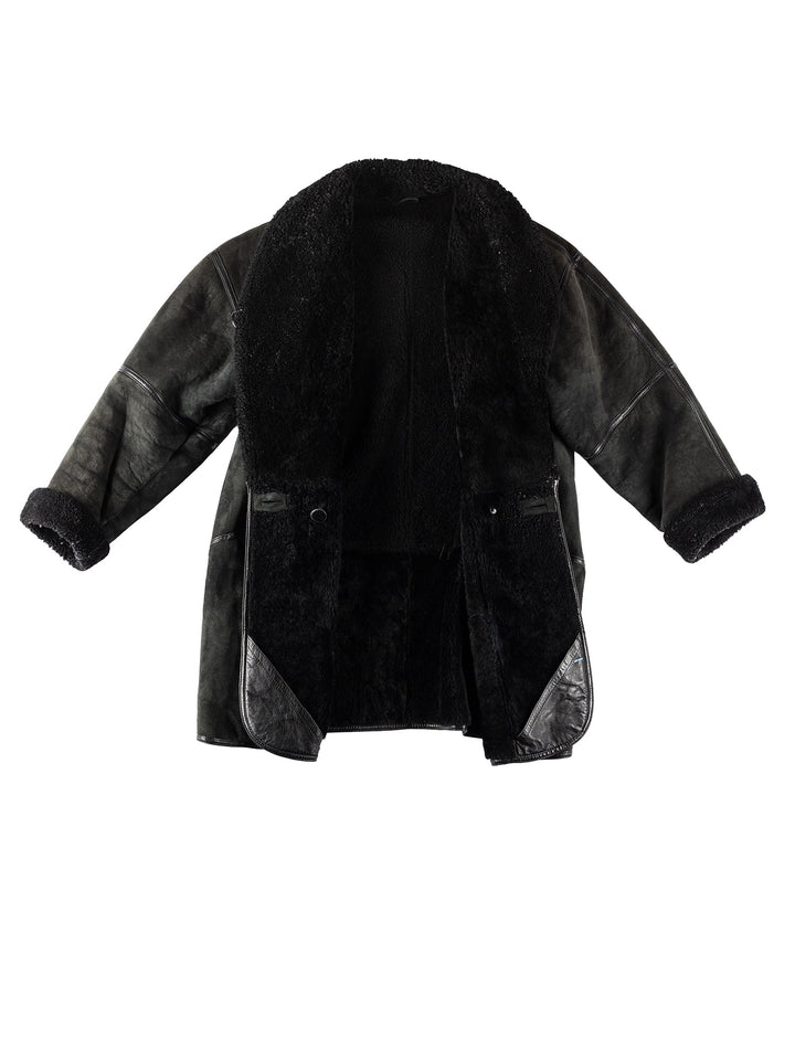 Vintage 80's Women Sheepskin Coat in BlackMN178