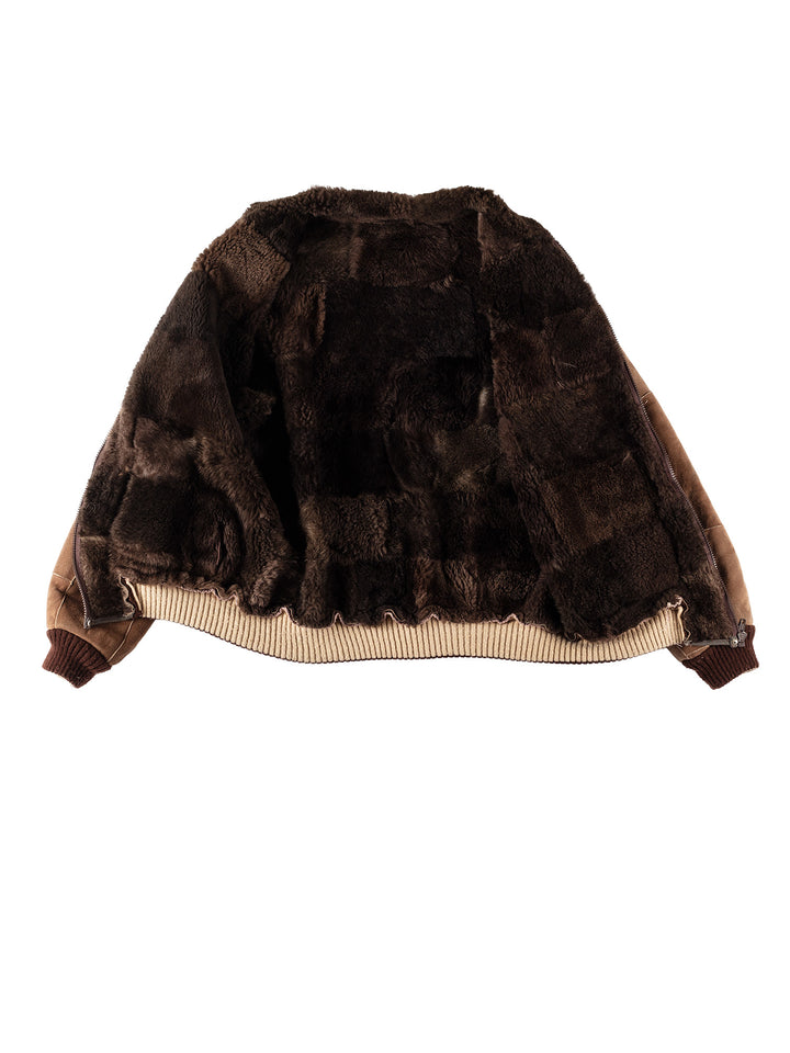 Vintage 80's Women Sheepskin Jacket in BrownMN531
