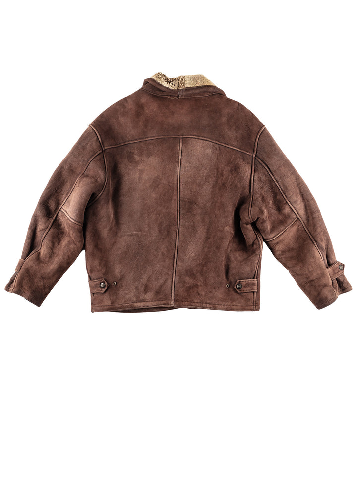 Vintage 90's Men Sheepskin Jacket in Brown