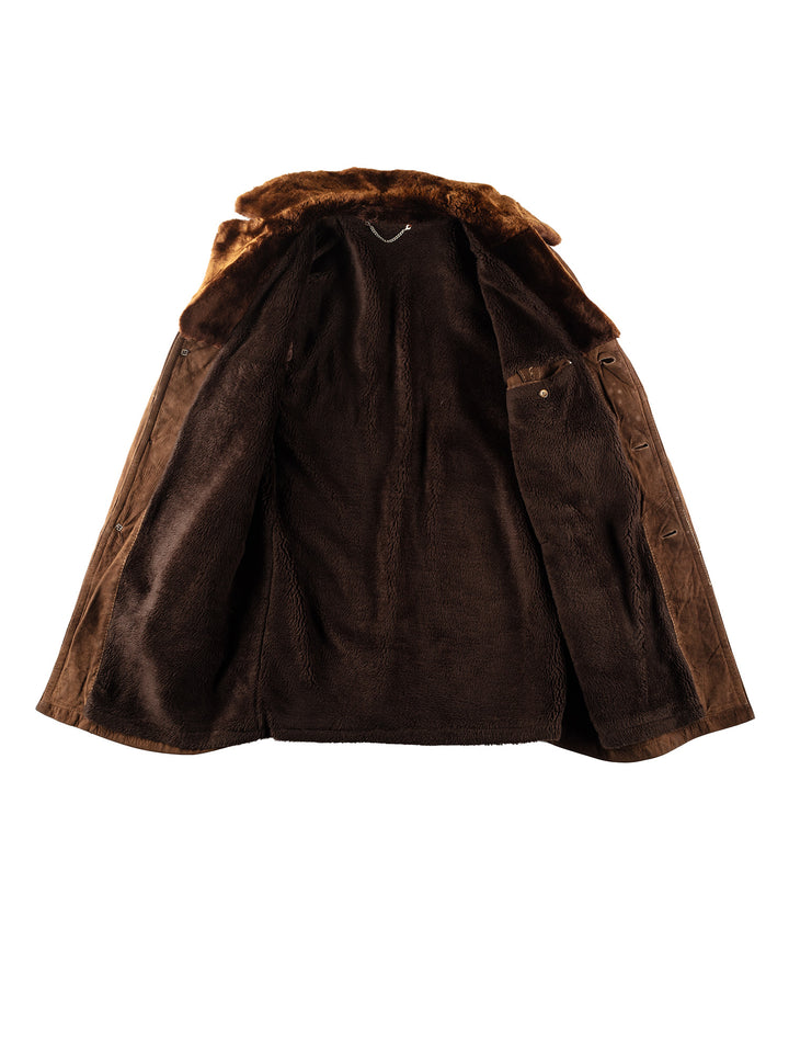 Vintage 90's Men Faux Sheepskin Coat in BrownVN177