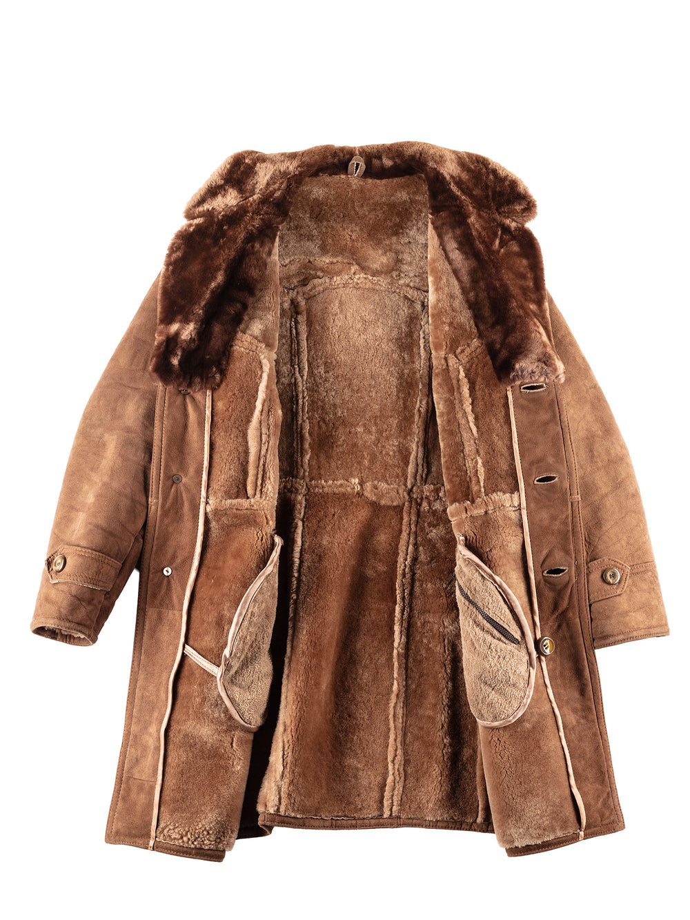 Vintage 70's Men Sheepskin Coat in Brown