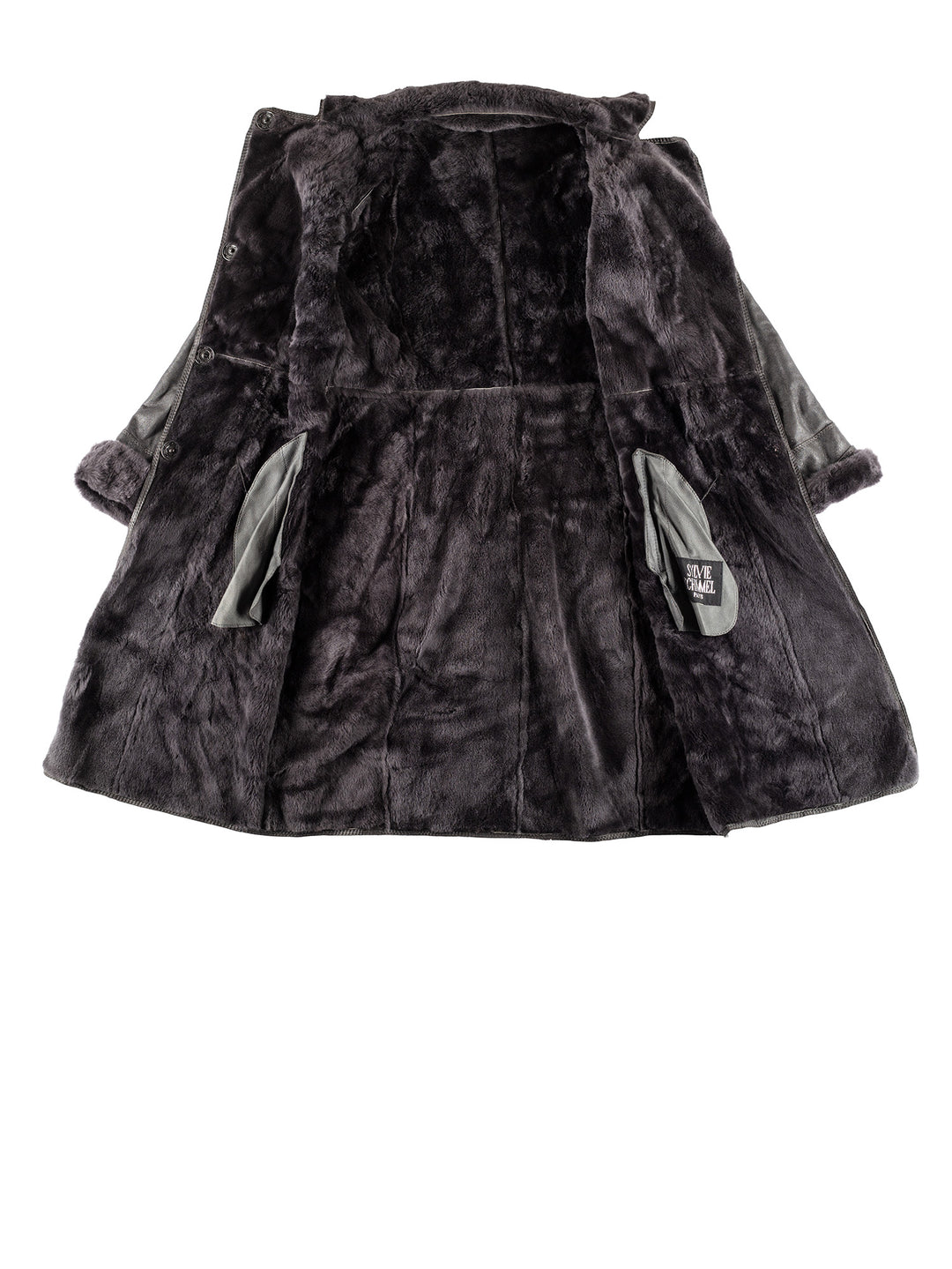 Vintage 70's Women Sheepskin Coat in GrayMN437