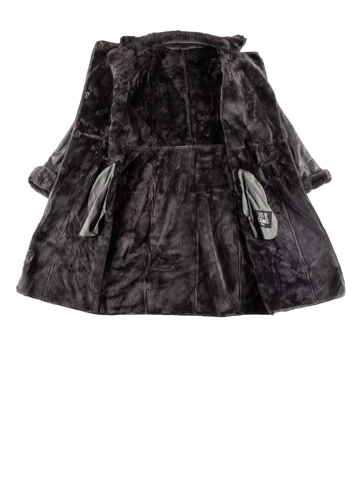 Vintage 70's Women Sheepskin Coat in GrayMN437
