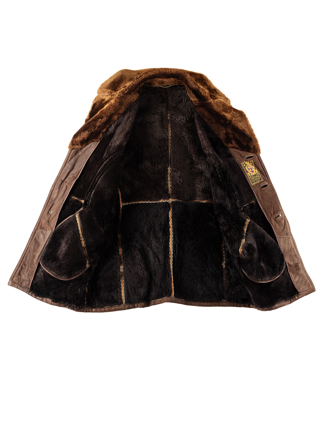 Vintage 80's Men Sheepskin Coat in Brown