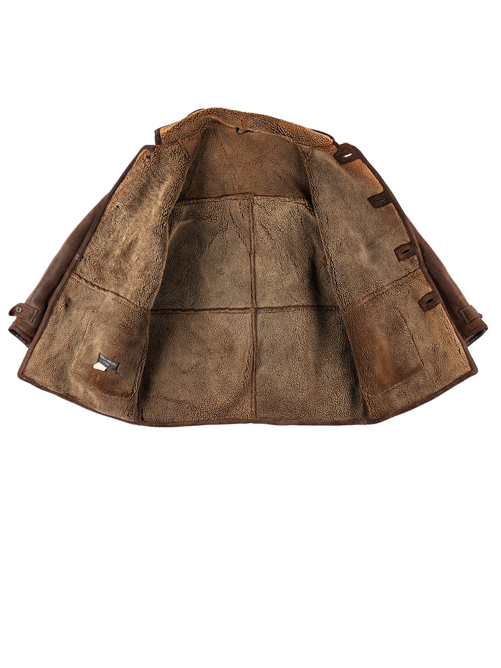 Vintage 80's Men Sheepskin Coat in BrownVN233
