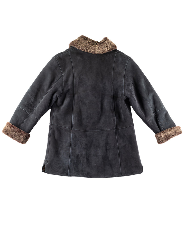 Vintage 80's Women Sheepskin Coat in Blue