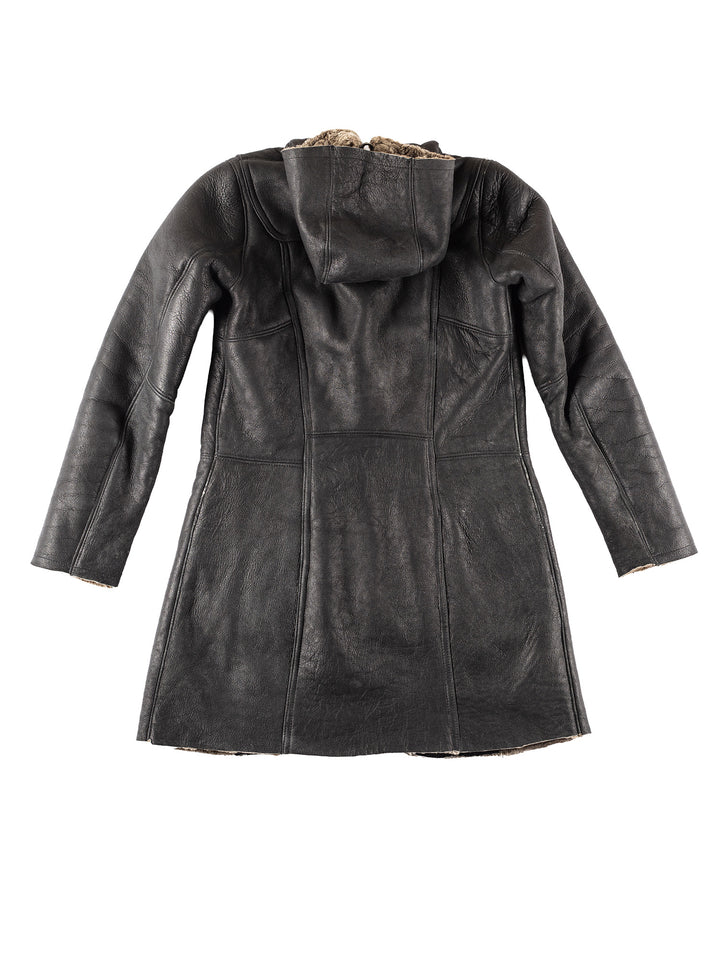 Vintage 80's Women Sheepskin Coat in Black