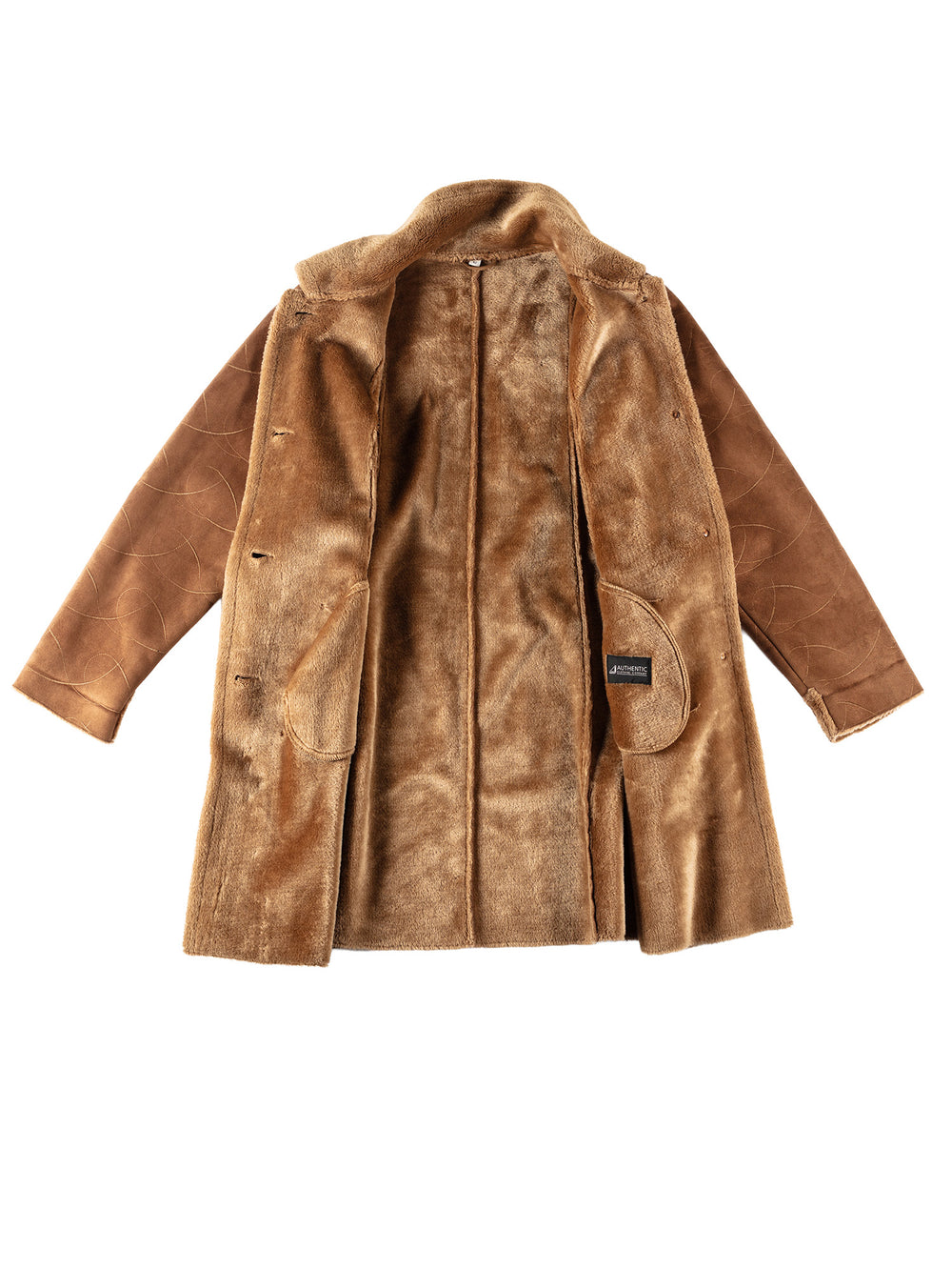 Vintage 80's Women Faux Sheepskin Coat in BrownMN177