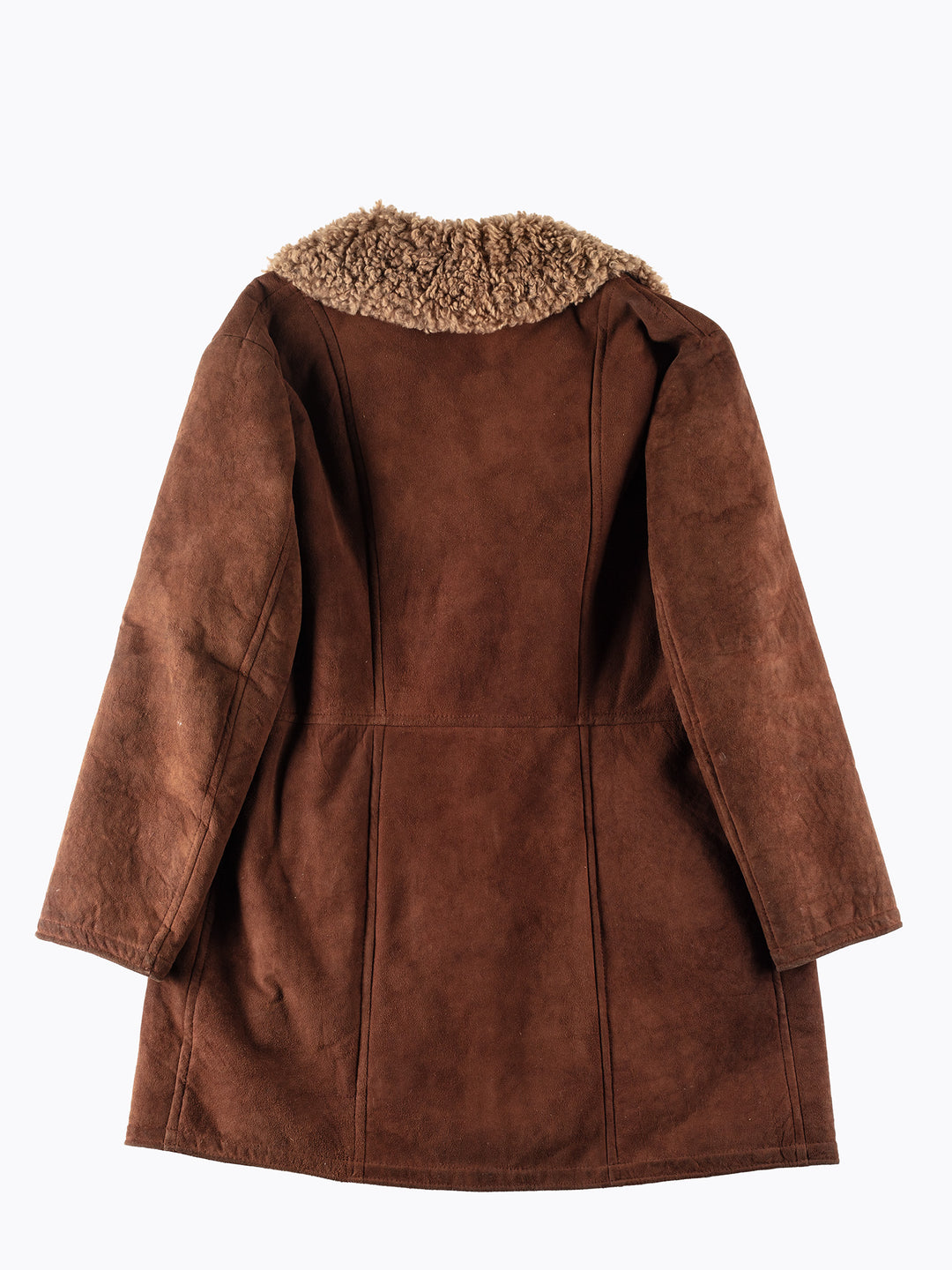 Vintage 70's Men Sheepskin Shearling Coat in Brown