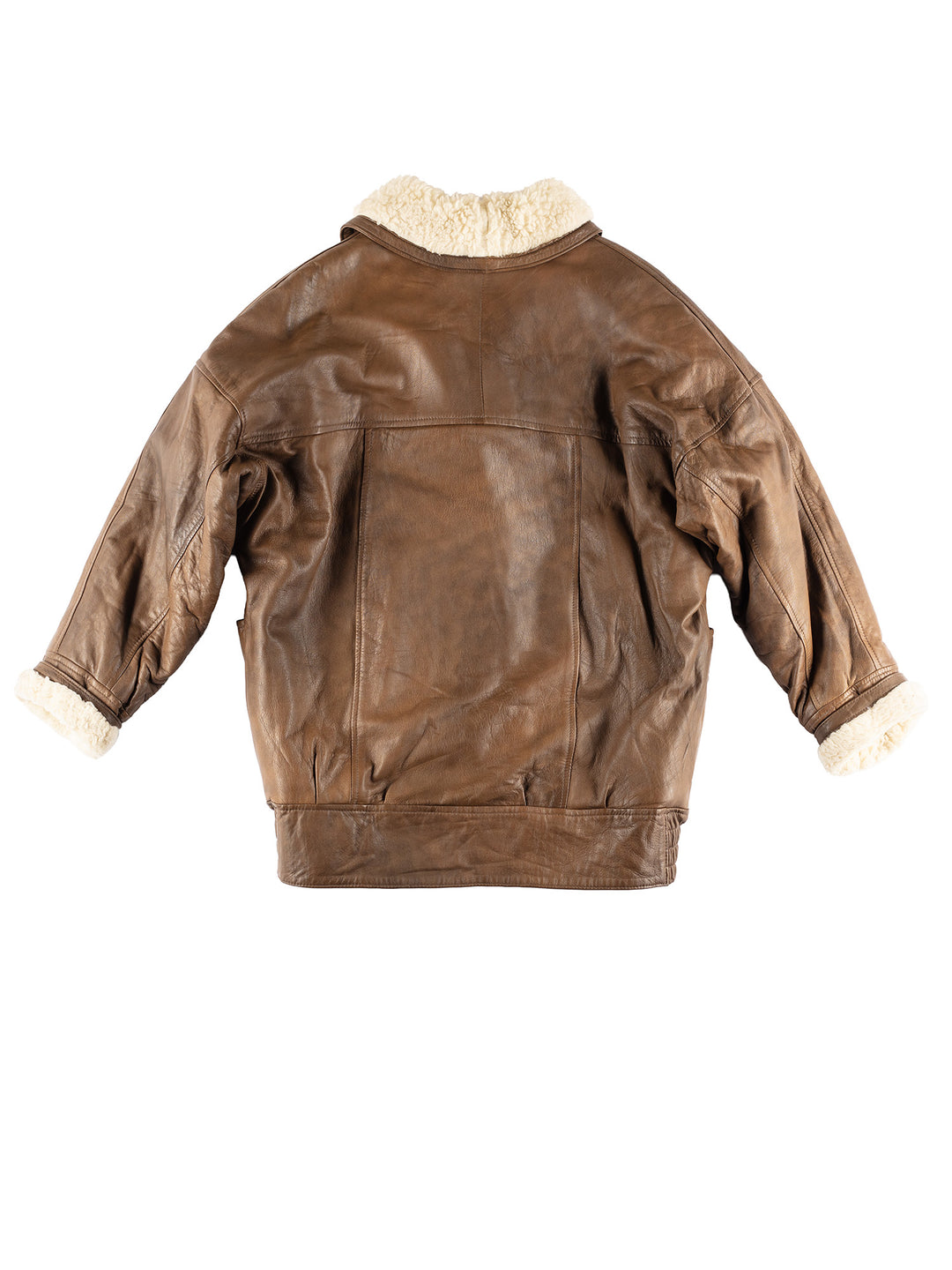 Vintage 80's Women Faux Sheepskin Coat in Brown