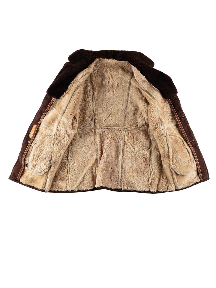 Vintage 80's Men Sheepskin Coat in BrownVN482