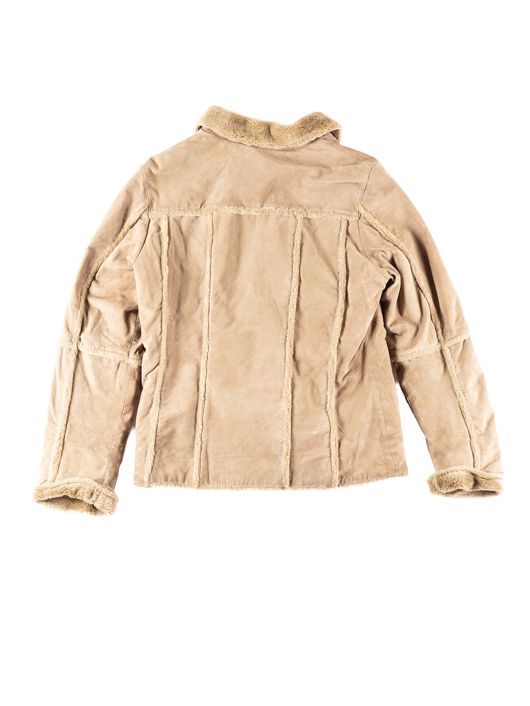 Vintage 90's Women Faux Sheepskin Jacket in Beige