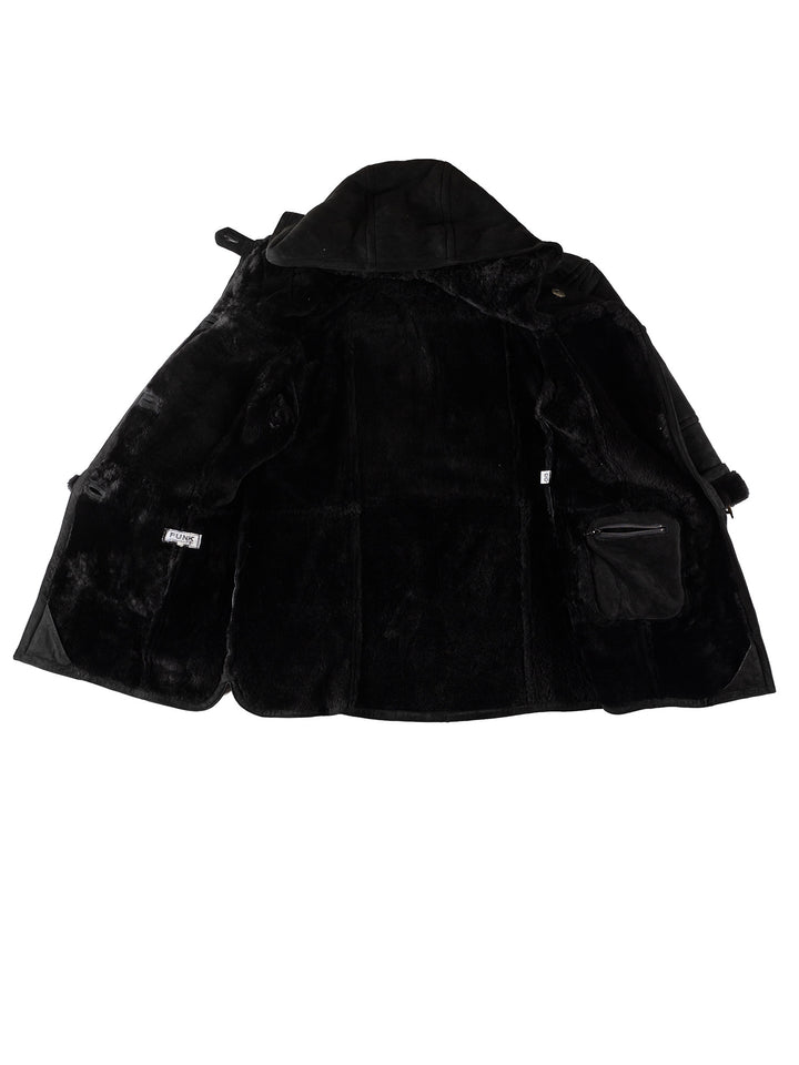 Vintage 80's Women Sheepskin Coat in BlackMN356