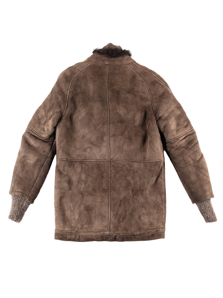 Vintage 90's Men Sheepskin Shearling Jacket in Brown