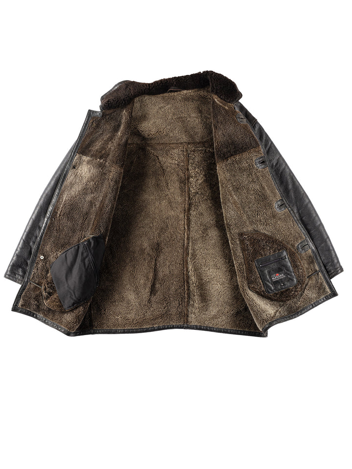 Vintage 80's Men Sheepskin Coat in BlackVN126Free Text