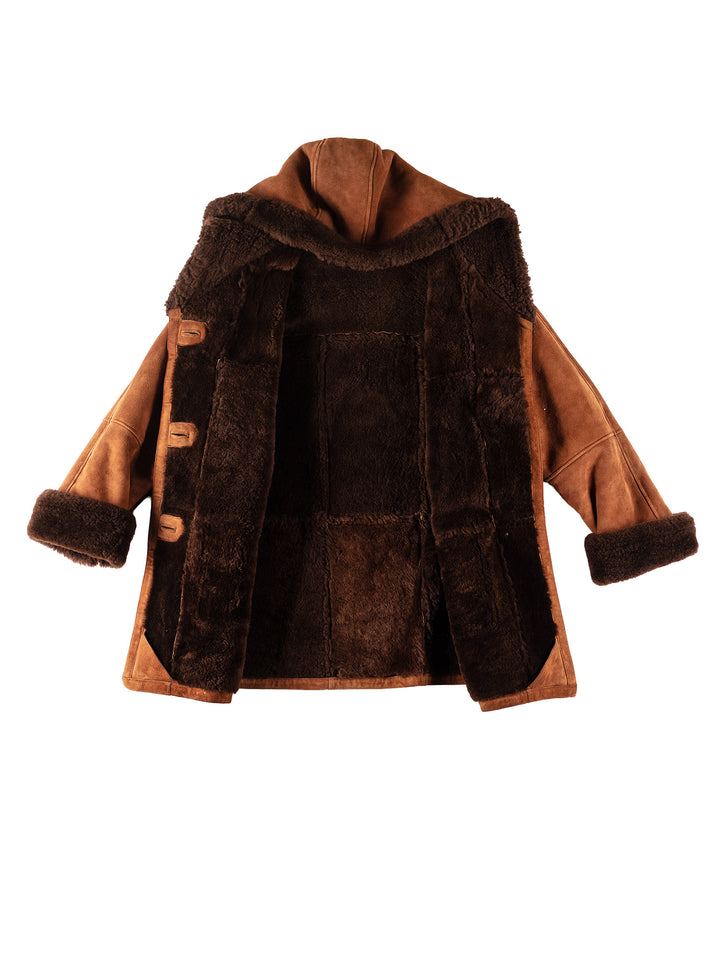 Vintage 80's Women Sheepskin Coat in BrownMN154