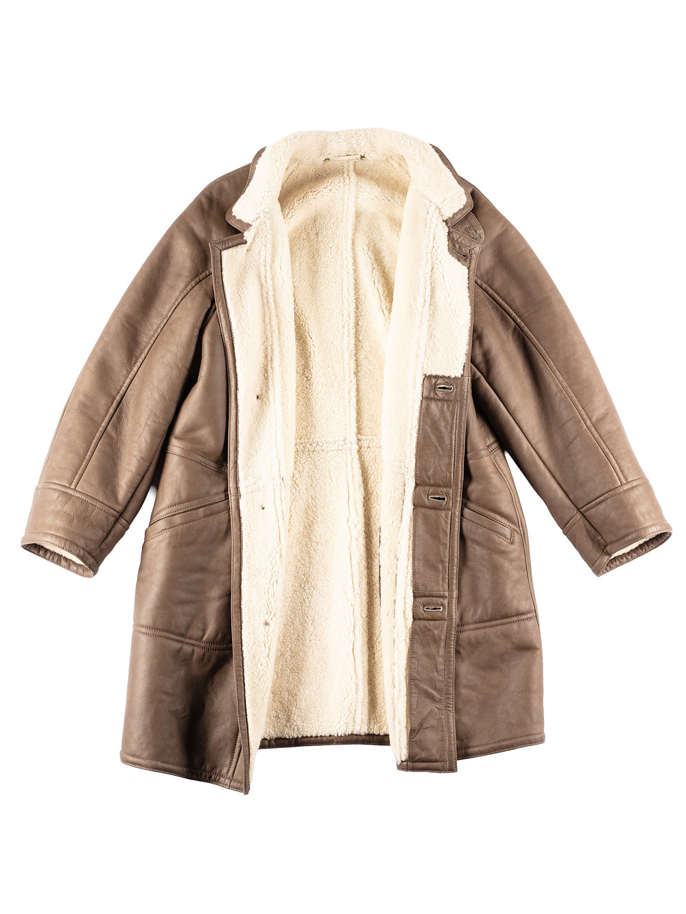 Vintage 80's Men Sheepskin Coat in Brown