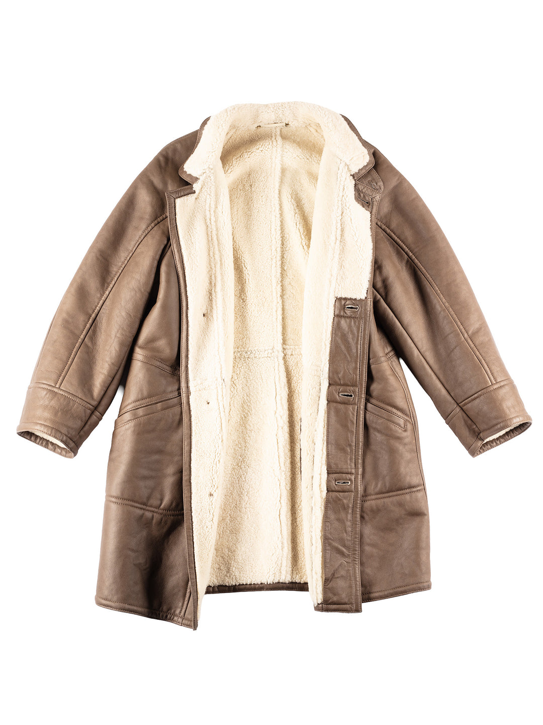 Vintage 80's Men Sheepskin Coat in Brown