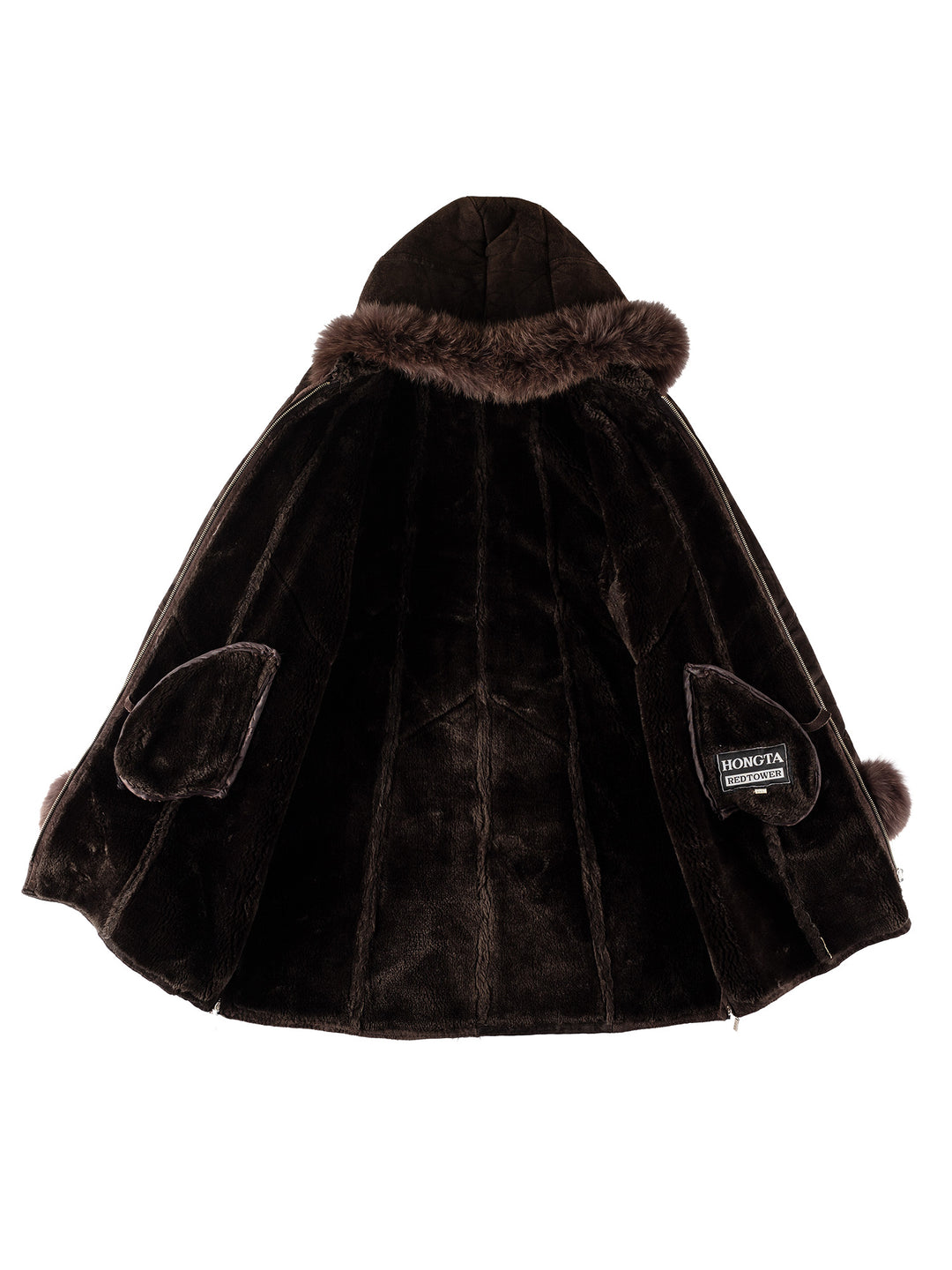 Vintage 70's Women Faux Sheepskin Coat in BrownMN512