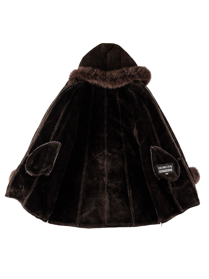 Vintage 70's Women Faux Sheepskin Coat in BrownMN512