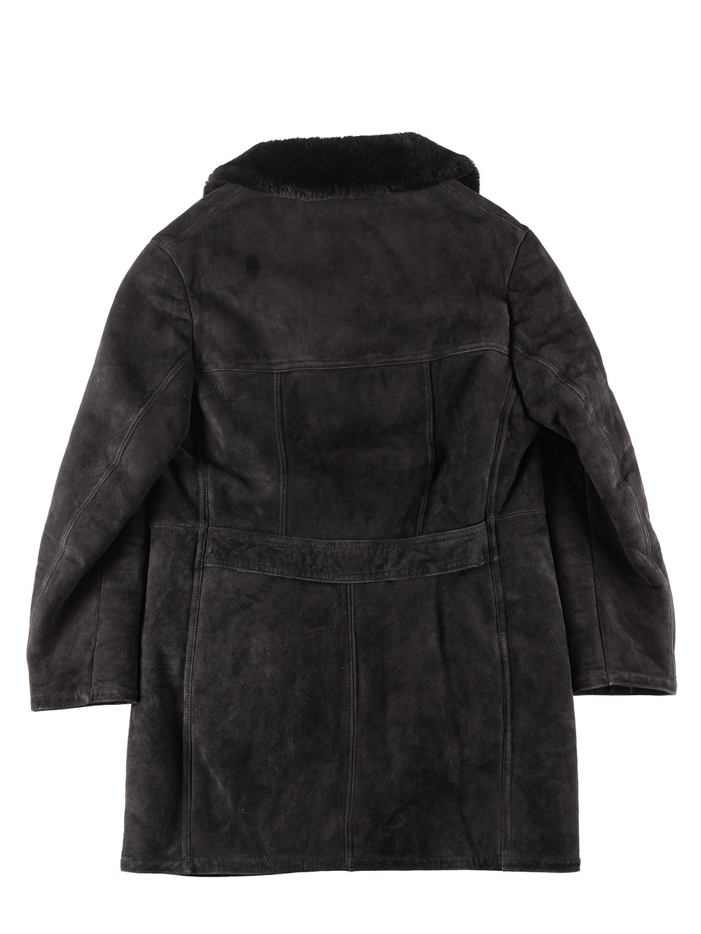 Vintage 80's Men Sheepskin Coat in Black